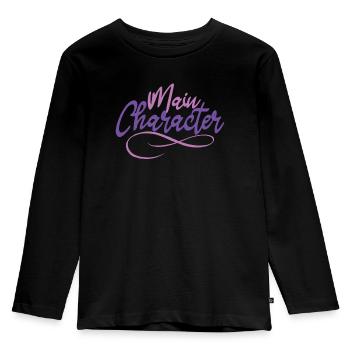 Cool Writing Protagonist Der Hauptfigur - Kinder Premium Bio Langarmshirt - Schwarz - Vorne - AI Model Kid Male (0cm)