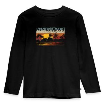 70er 80er In Der Kalifornischen Stadt Venice Beach - Kinder Premium Bio Langarmshirt - Schwarz - Vorne - AI Model Kid Male (0cm)