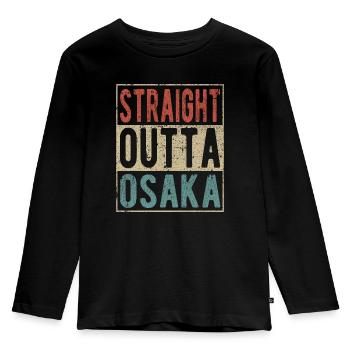 Straight Outta Osaka - Kinder Premium Bio Langarmshirt - Schwarz - Vorne - AI Model Kid Male (0cm)