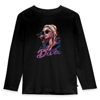 Strahlen Sie Strahlend Exklusiven Diva - Kinder Premium Bio Langarmshirt - Schwarz - Vorne - AI Model Kid Male (0cm)