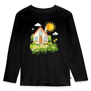 Chalet ensoleillé à la campagne - T-shirt manches longues Premium Enfant - noir - Devant - AI Model Kid Male (0cm)