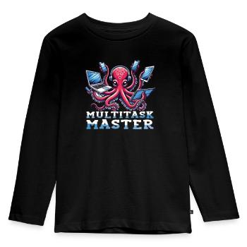 Exceptional skills with our - Kids' Premium Longsleeve Shirt - black - Front - AI Model Kid Male (0cm)