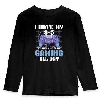 Play Controller Gaming I Hate Real Life - Kids' Premium Longsleeve Shirt - black - Front - AI Model Kid Male (0cm)