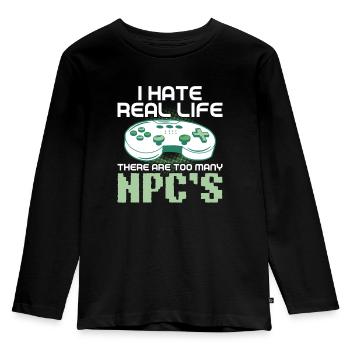 Play Controller Gaming I Hate Real Life - Kids' Premium Longsleeve Shirt - black - Front - AI Model Kid Male (0cm)