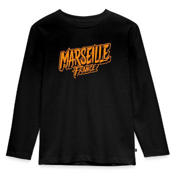 Souvenir de Marseille France - T-shirt manches longues Premium Enfant - noir - Devant - AI Model Kid Male (0cm)