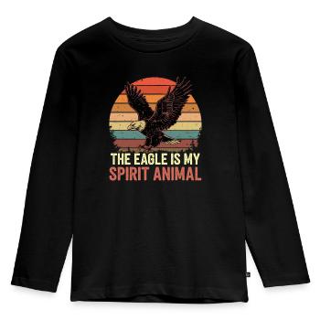 Adler L’aigle est mon animal spirituel - T-shirt manches longues Premium Enfant - noir - Devant - AI Model Kid Male (0cm)