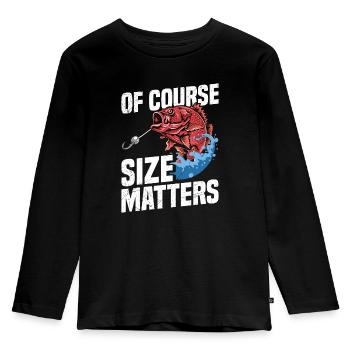 When fishing, of course, size matters. - Kids' Premium Longsleeve Shirt - black - Front - AI Model Kid Male (0cm)
