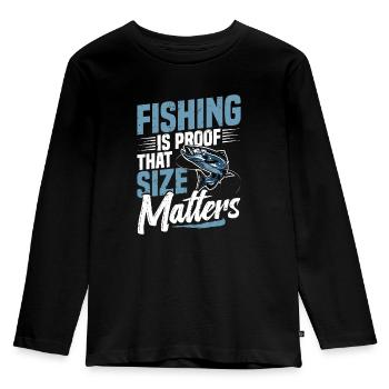 Fishing is proof that it depends on the size of the - Kids' Premium Longsleeve Shirt - black - Front - AI Model Kid Male (0cm)