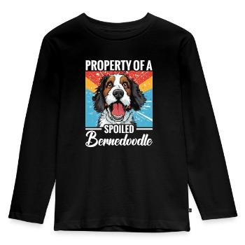 Property of a spoiled Bernedoodle - Kids' Premium Longsleeve Shirt - black - Front - AI Model Kid Male (0cm)