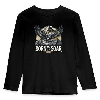 Mountains Nature And Eagle Born To Soar - Kids' Premium Longsleeve Shirt - black - Front - AI Model Kid Male (0cm)