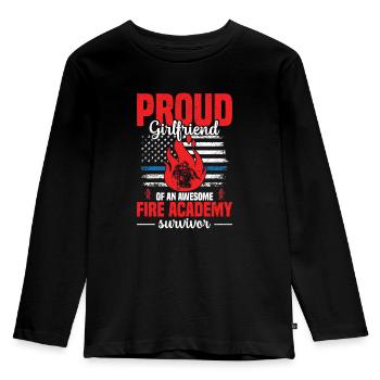 Stolze Freundin Einer Awesome Fire Academy Surviv - Kinder Premium Bio Langarmshirt - Schwarz - Vorne - AI Model Kid Male (0cm)