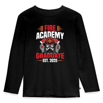 Fire Academy Absolvent Est 2025 - Kinder Premium Bio Langarmshirt - Schwarz - Vorne - AI Model Kid Male (0cm)