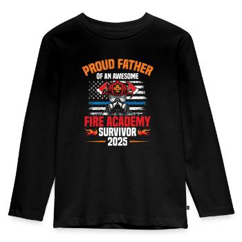 Stolze Vater Einer Awesome Fire Academy Survivor - Kinder Premium Bio Langarmshirt - Schwarz - Vorne - AI Model Kid Male (0cm)