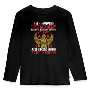 Ich Überlebe Die Fire Academy Wegen Der - Kinder Premium Bio Langarmshirt - Schwarz - Vorne - AI Model Kid Male (0cm)