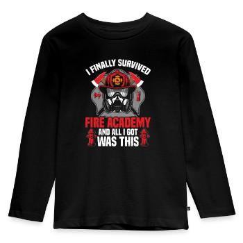 Ich Habe Schließlich Die Fire Academy Überlebt Und - Kinder Premium Bio Langarmshirt - Schwarz - Vorne - AI Model Kid Male (0cm)