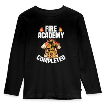 Feuerwehrakademie Fertiggestellt - Kinder Premium Bio Langarmshirt - Schwarz - Vorne - AI Model Kid Male (0cm)