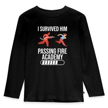 Ich Habe Ihn Überlebt, Wie Er Die Fire Academy - Kinder Premium Bio Langarmshirt - Schwarz - Vorne - AI Model Kid Male (0cm)