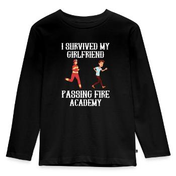 Ich Habe Meine Freundin Überlebt, Die Fire Academy - Kinder Premium Bio Langarmshirt - Schwarz - Vorne - AI Model Kid Male (0cm)