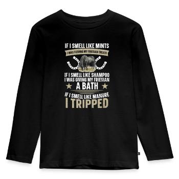 Wenn Ich Nach Münzen Rieche, Fütterte Ich Meinen - Kinder Premium Bio Langarmshirt - Schwarz - Vorne - AI Model Kid Male (0cm)