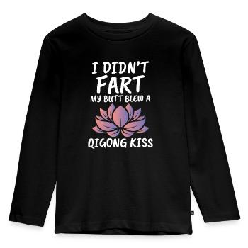 Ich Habe Meinen Hintern Keinen Qigong -Kuss - Kinder Premium Bio Langarmshirt - Schwarz - Vorne - AI Model Kid Male (0cm)