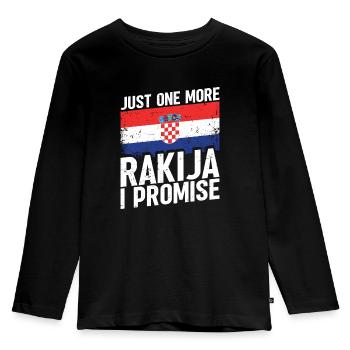 Nur Noch Ein Rakija Verspreche Ich - Kinder Premium Bio Langarmshirt - Schwarz - Vorne - AI Model Kid Male (0cm)