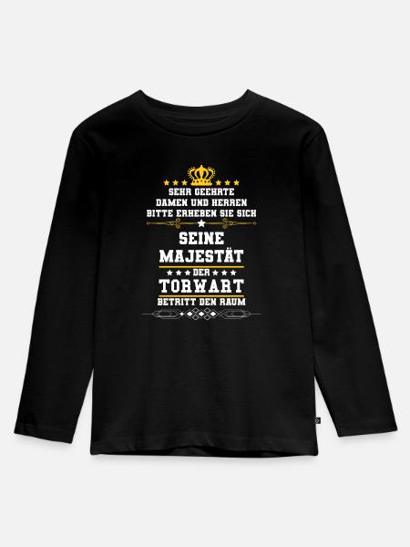 Torwart - Kinder Premium Bio Langarmshirt - Schwarz