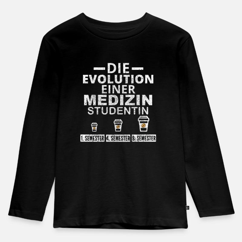 Cadeau d'évolution de café étudiant en médecine - T-shirt manches longues Premium Enfant - noir