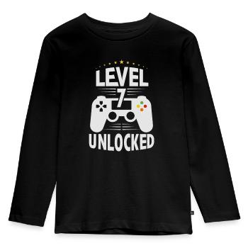 7. Geburtstag, 7 Jahre alte Geburtstagsgeschenke - Kinder Premium Bio Langarmshirt - Schwarz - Vorne - AI Model Kid Male (0cm)
