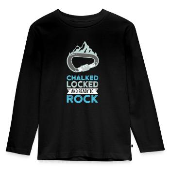 Klettern Kletterer Felsklettern Geschenkidee - Kinder Premium Bio Langarmshirt - Schwarz - Vorne - AI Model Kid Male (0cm)