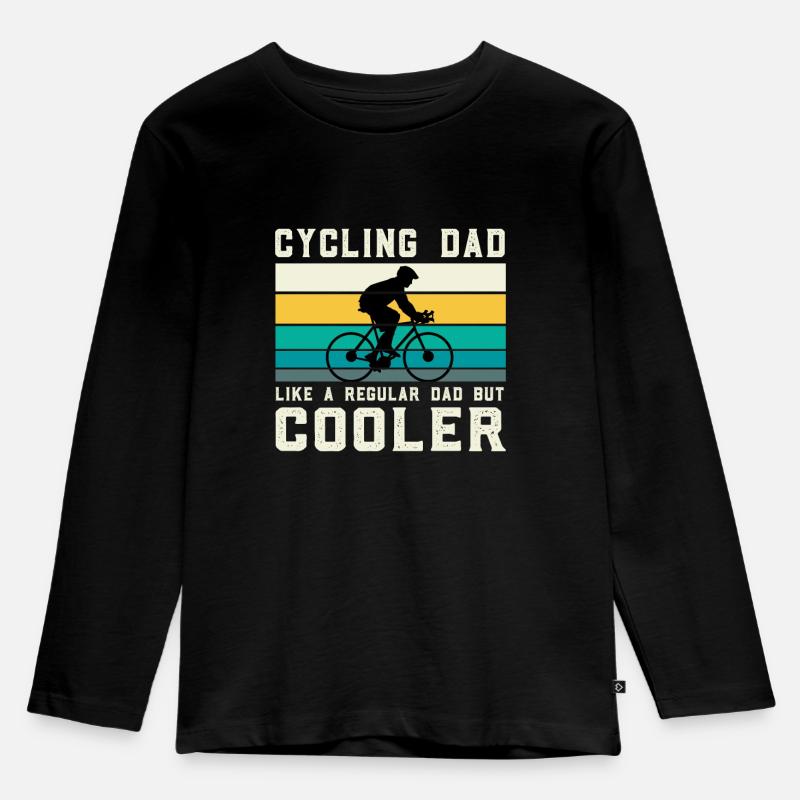 Radfahrender Papa - Kinder Premium Bio Langarmshirt - Schwarz