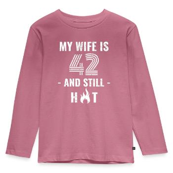 Cadeau femme anniversaire 42 ans - T-shirt manches longues Premium Enfant - mauve - Devant - AI Model Kid Female (0cm)