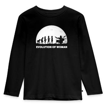 Schlagzeuger Evolution Drummer - Kinder Premium Bio Langarmshirt - Schwarz - Vorne - AI Model Kid Male (0cm)
