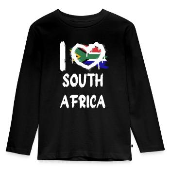 I love South Africa / I love South Africa Country - Kids' Premium Longsleeve Shirt - black - Front - AI Model Kid Male (0cm)