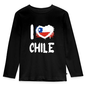 I love Chile / Ich Liebe Chile Land Länder - Kinder Premium Bio Langarmshirt - Schwarz - Vorne - AI Model Kid Male (0cm)