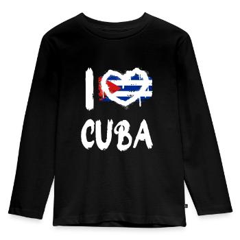 I love Cuba / Ich Liebe Cuba Land Länder - Kinder Premium Bio Langarmshirt - Schwarz - Vorne - AI Model Kid Male (0cm)