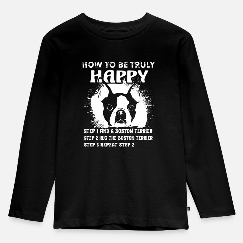Umarme ein Boston Terrier Shirt - Kinder Premium Bio Langarmshirt - Schwarz