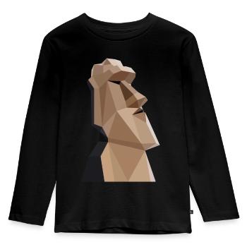 Statue moai - T-shirt manches longues Premium Enfant - noir - Devant - AI Model Kid Male (0cm)
