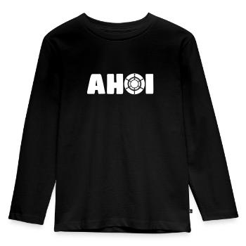Ahoy with steering wheel - Kids' Premium Longsleeve Shirt - black - Front - AI Model Kid Male (0cm)