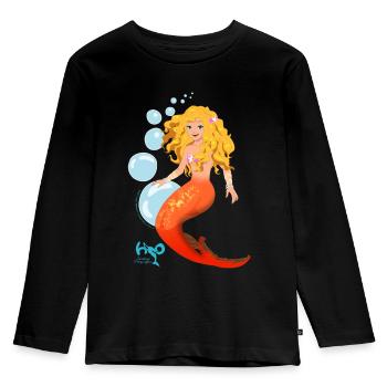 H2O Abenteuer Meerjungfrau Emma Schwimmt - Kinder Premium Bio Langarmshirt - Schwarz - Vorne - AI Model Kid Male (0cm)