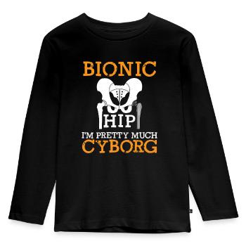 Hip Protese - Cyborg Surgery Surgery - Kids' Premium Longsleeve Shirt - black - Front - AI Model Kid Male (0cm)
