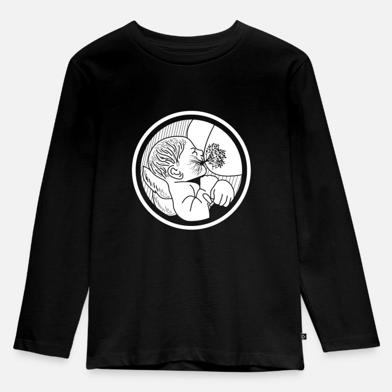 Lebensbaum Stillen Mutter Natur Liebe - Kinder Premium Bio Langarmshirt - Schwarz