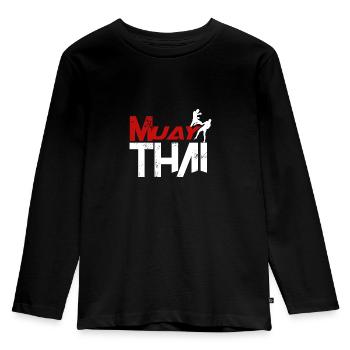 Muay Thai - Kids' Premium Longsleeve Shirt - black - Front - AI Model Kid Male (0cm)