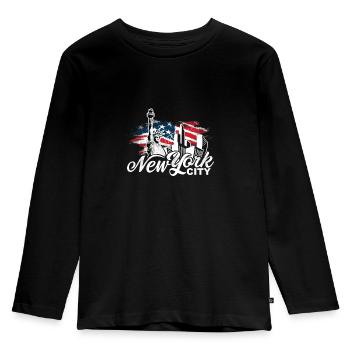 New York - Kids' Premium Longsleeve Shirt - black - Front - AI Model Kid Male (0cm)