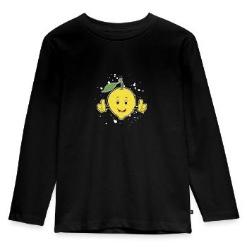 Zitrone - Kinder Premium Bio Langarmshirt - Schwarz - Vorne - AI Model Kid Male (0cm)