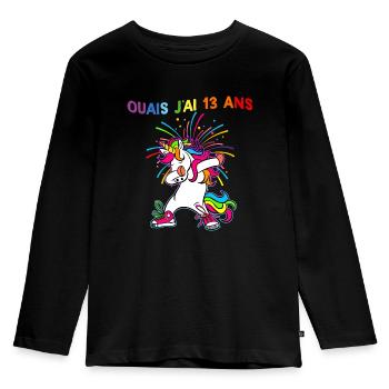 Ouais J'ai 13 Ans Humour Licorne - T-shirt manches longues Premium Enfant - noir - Devant - AI Model Kid Male (0cm)