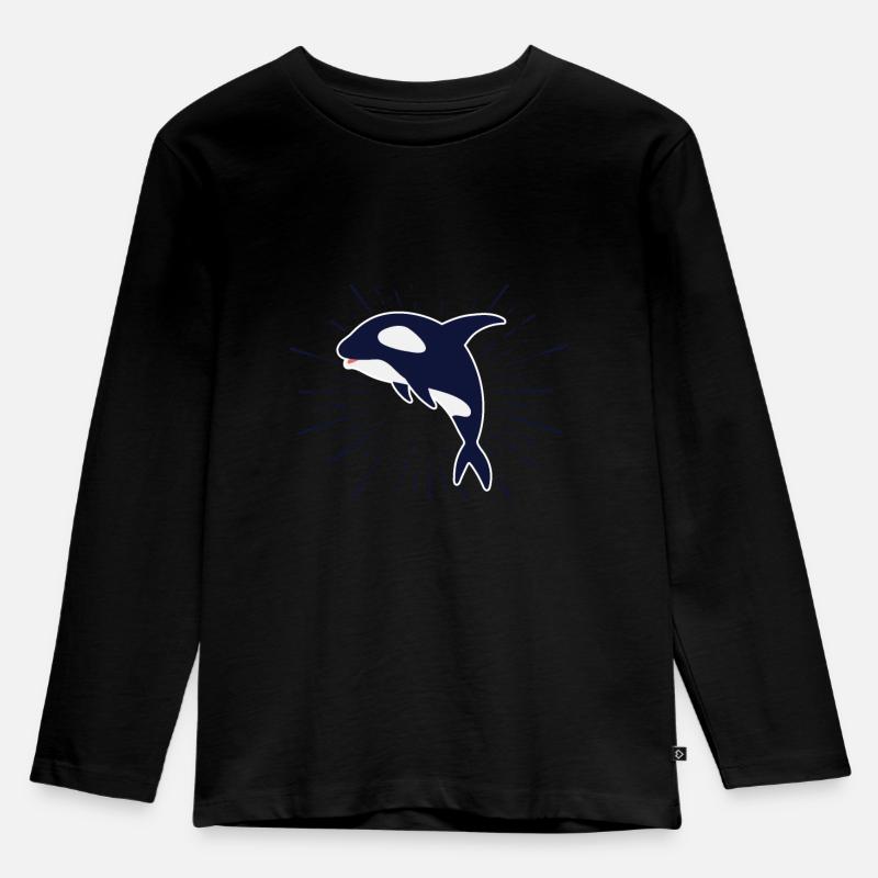 Orca Wal - Kinder Premium Bio Langarmshirt - Schwarz