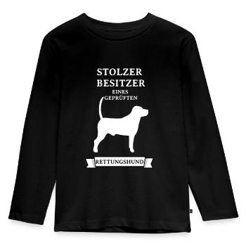 Stolzer Besitzer Rettungshund - Kinder Premium Bio Langarmshirt - Schwarz - Vorne - AI Model Kid Male (0cm)