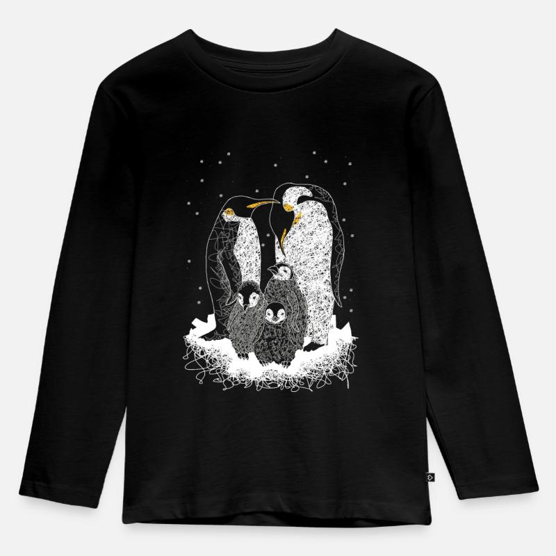 Pinguine - Kinder Premium Bio Langarmshirt - Schwarz