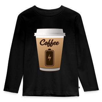Coffee Charging - Kids' Premium Longsleeve Shirt - black - Front - AI Model Kid Male (0cm)
