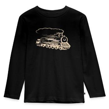 Lokomotive Zug Bahn Eisenbahn Dampf Lok - Kinder Premium Bio Langarmshirt - Schwarz - Vorne - AI Model Kid Male (0cm)